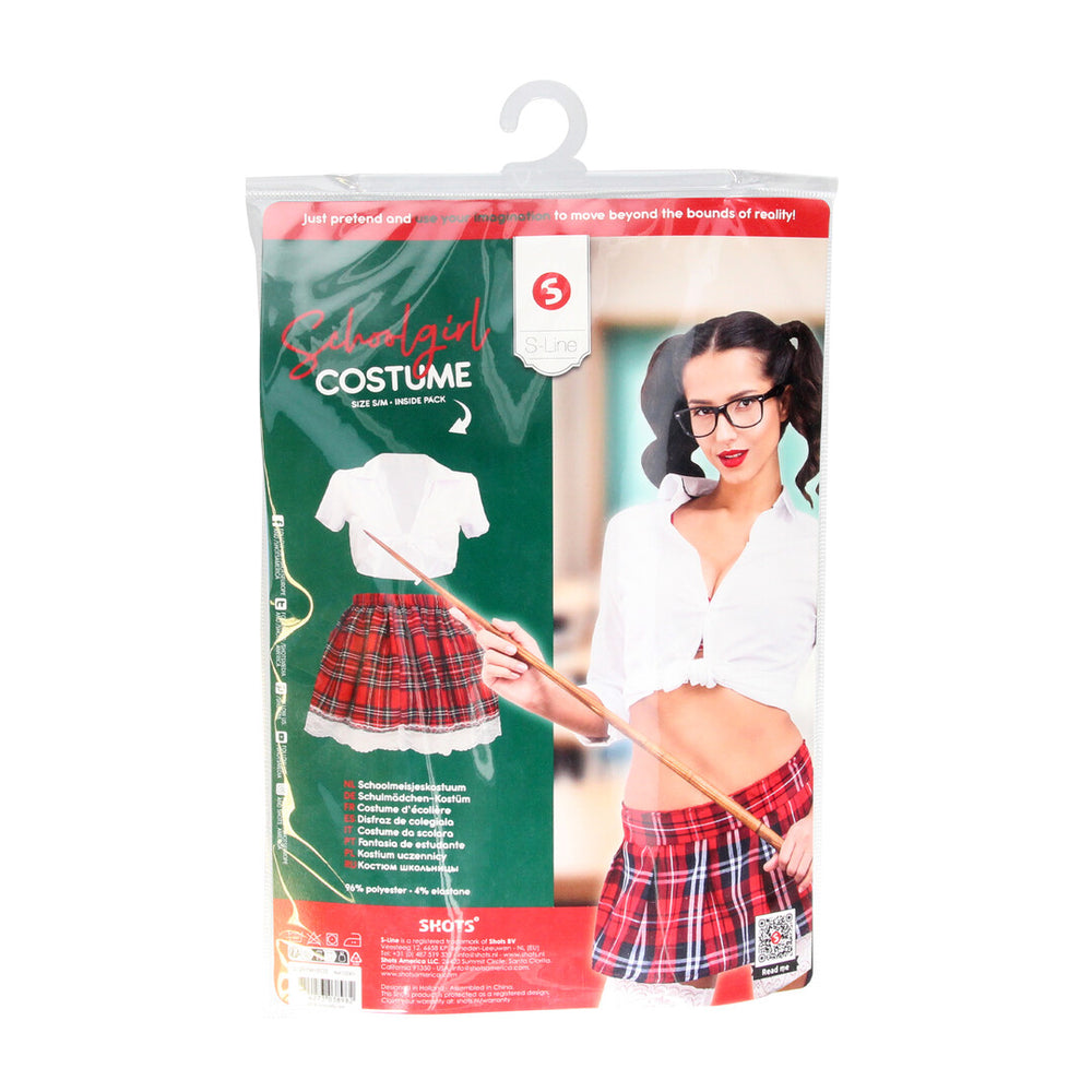 Schoolgirl Kostuum - S/M - Wit