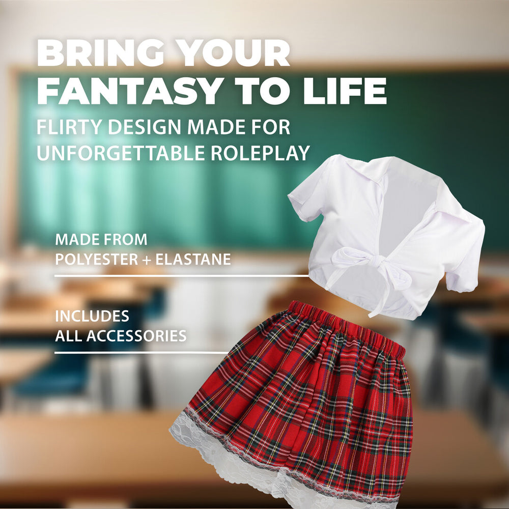 Schoolgirl Kostuum - S/M - Wit