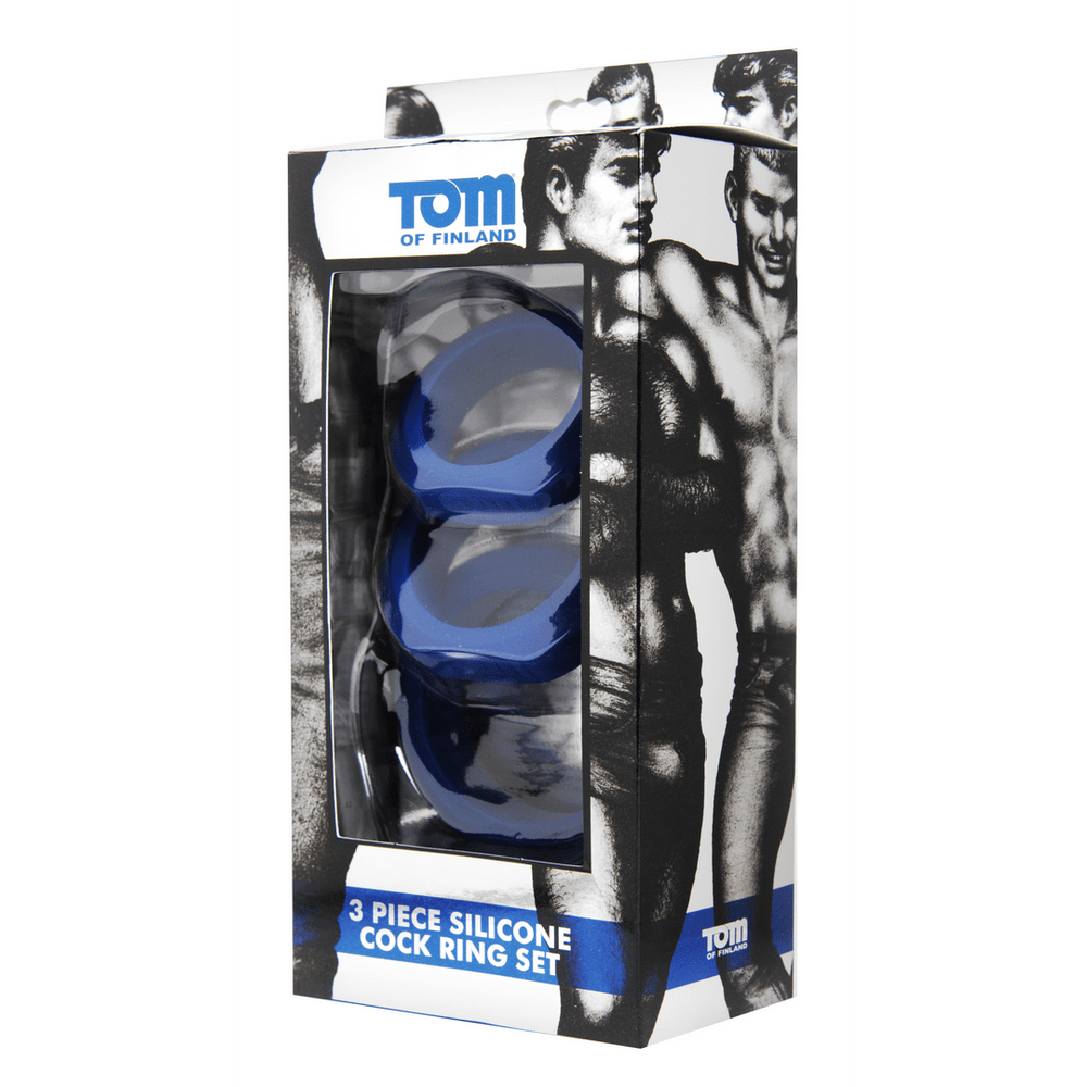 XR Brands - 3-delige siliconen cockring set - Blauw - foto 2