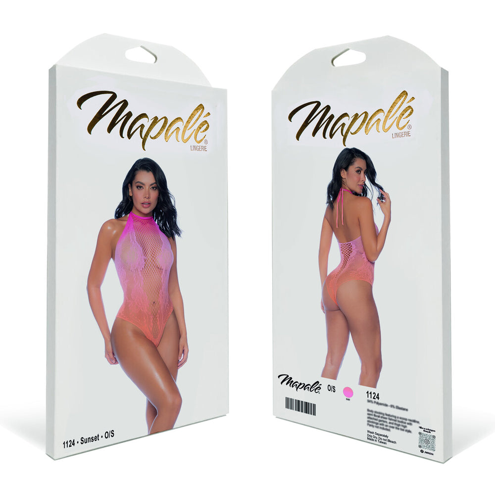 Bloemen Halter Ombre Bodysuit - Één maat - Zonsondergang