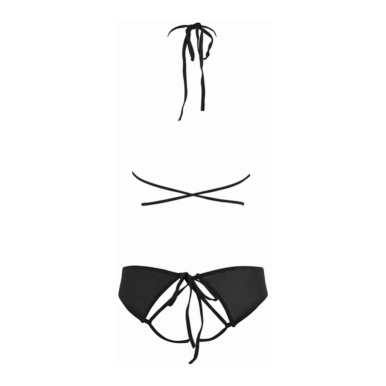 Marley Mesh Peekaboo Set met Open Panty - Zwart - vijfde productfoto