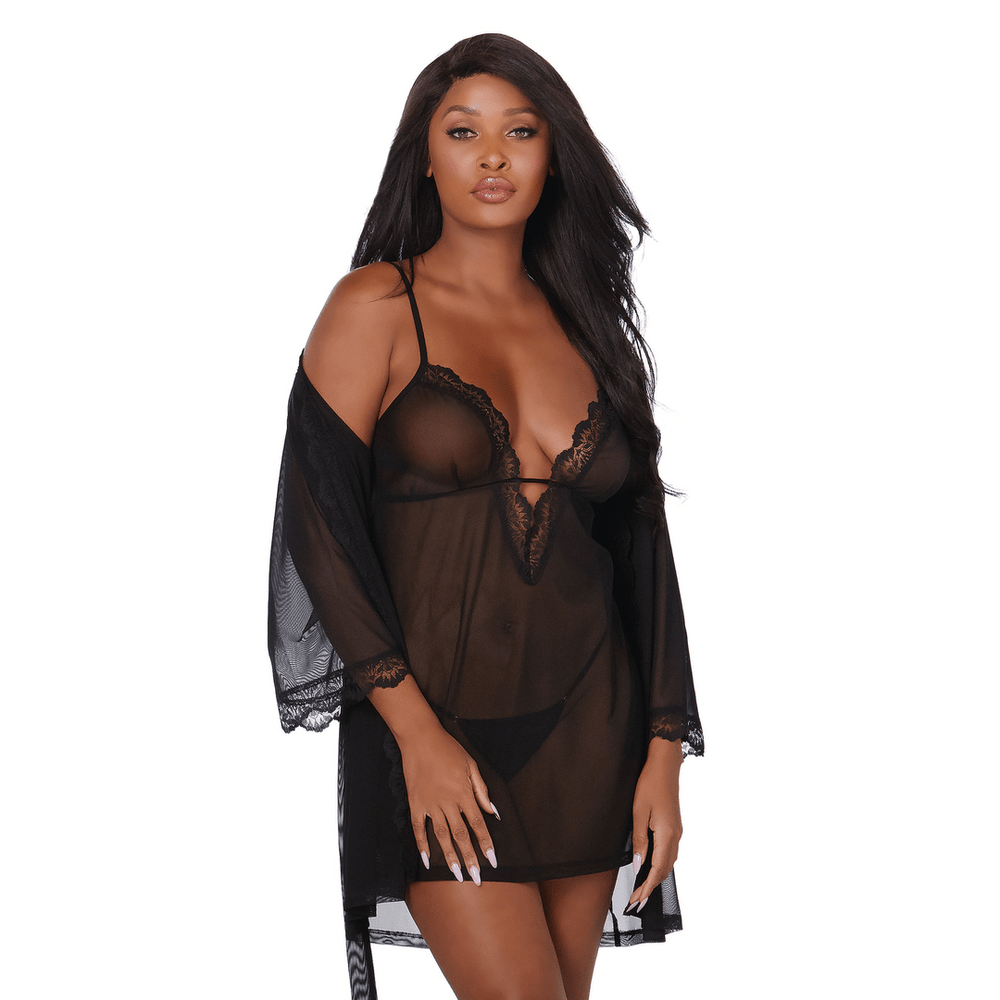 Stretch Mesh Chemise en Badjas Set - foto 3