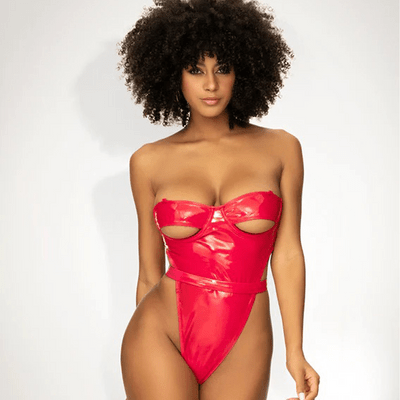 wetlook Teddy - S - Wet Red