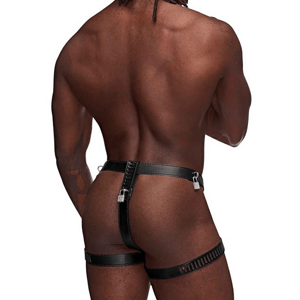 Scorpio - Imitation Leather Chastity Thong - One Size - Black - foto 3