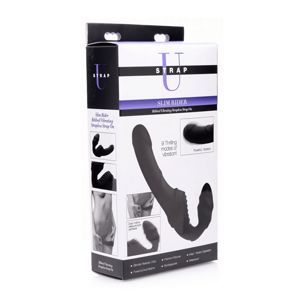 Slim Rider - Geribbelde Vibrerende Strapless Strap-On - foto 5