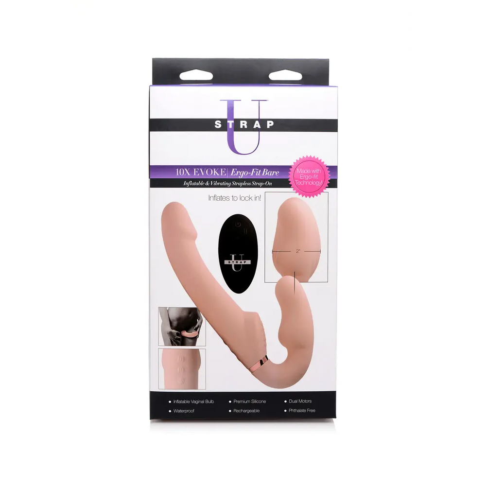 Evoke Ergo-Fit - Opblaasbare en Vibrerende Strapless Strap-On - foto 4