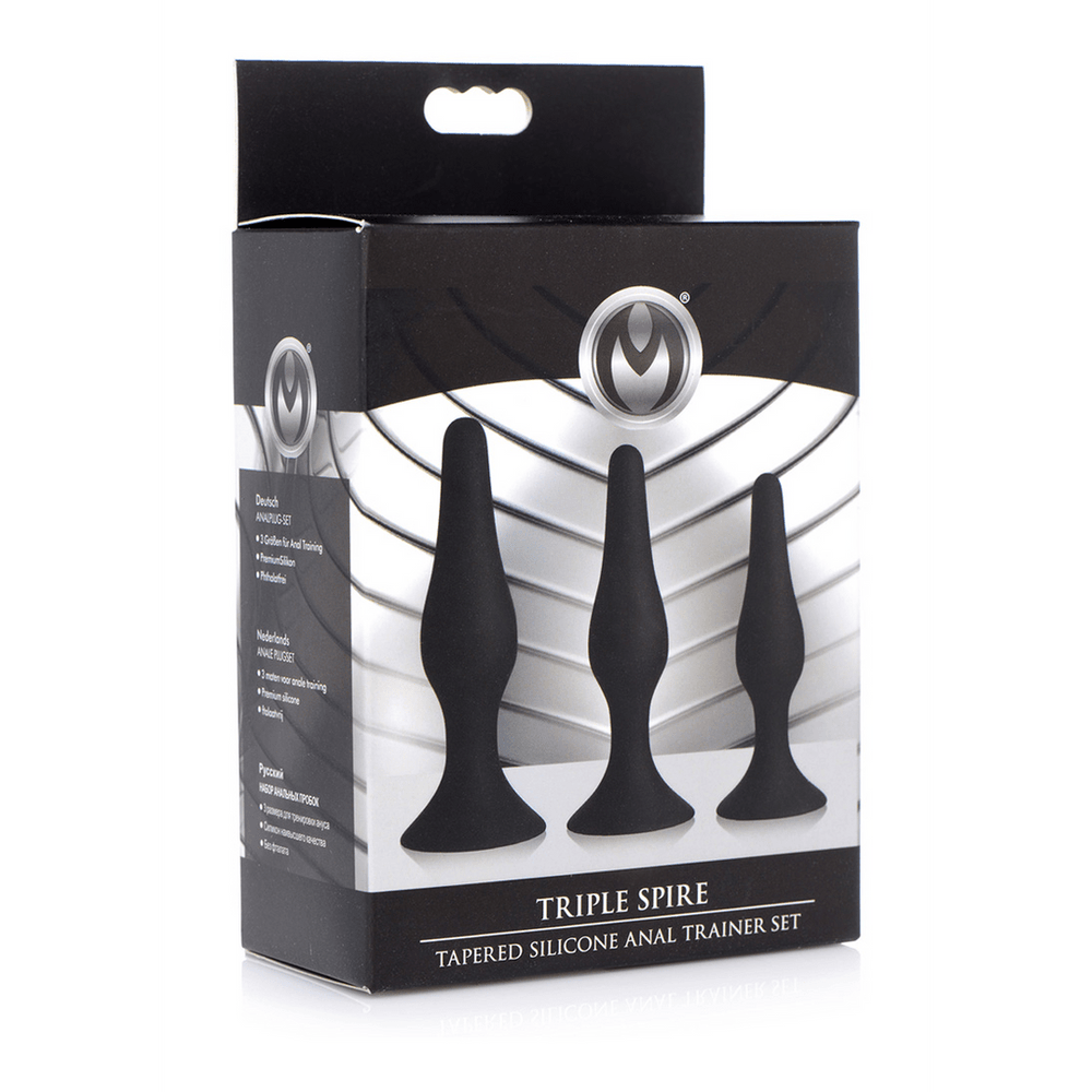 Triple Spire - Tapered Silicone Anal Trainer Set - 3 Pieces - Black - foto 3