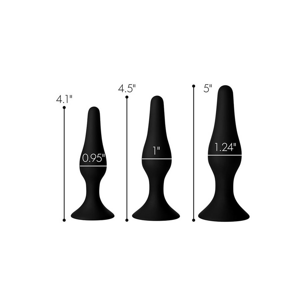 Triple Spire - Tapered Silicone Anal Trainer Set - 3 Pieces - Black - foto 2