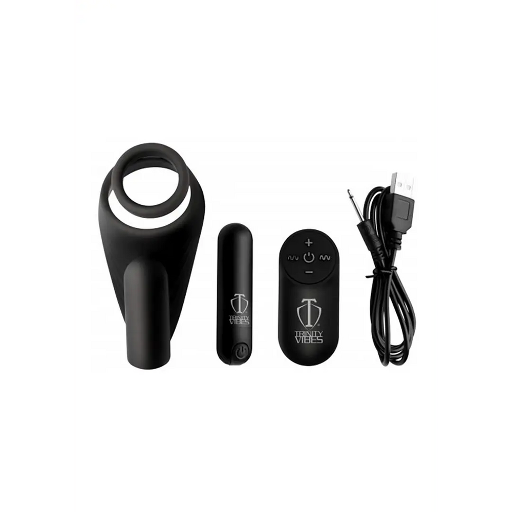 7X - Cockring met Vibrerende Taint Stimulator - foto 3