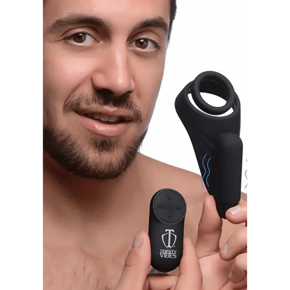 7X - Cockring met Vibrerende Taint Stimulator - foto 5