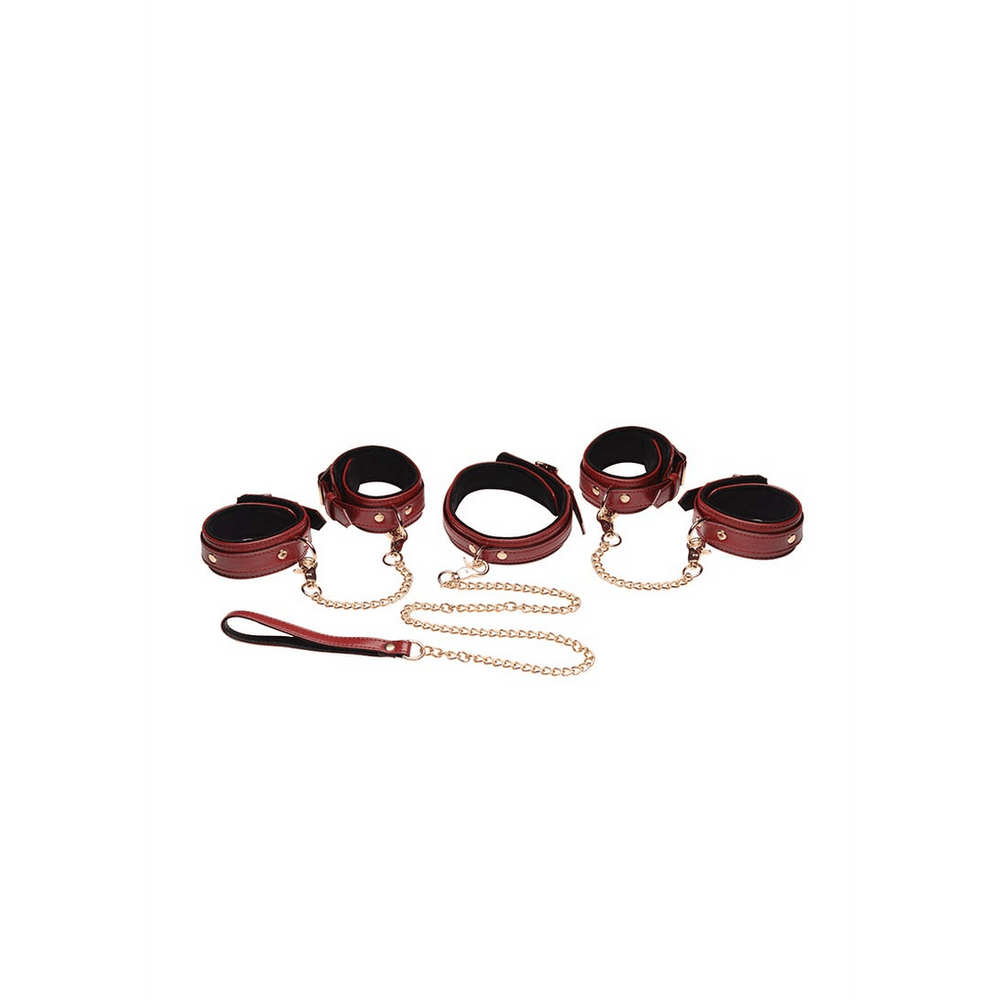 6-delige Bondage Set - Boeien, Collar & Riem - foto 2
