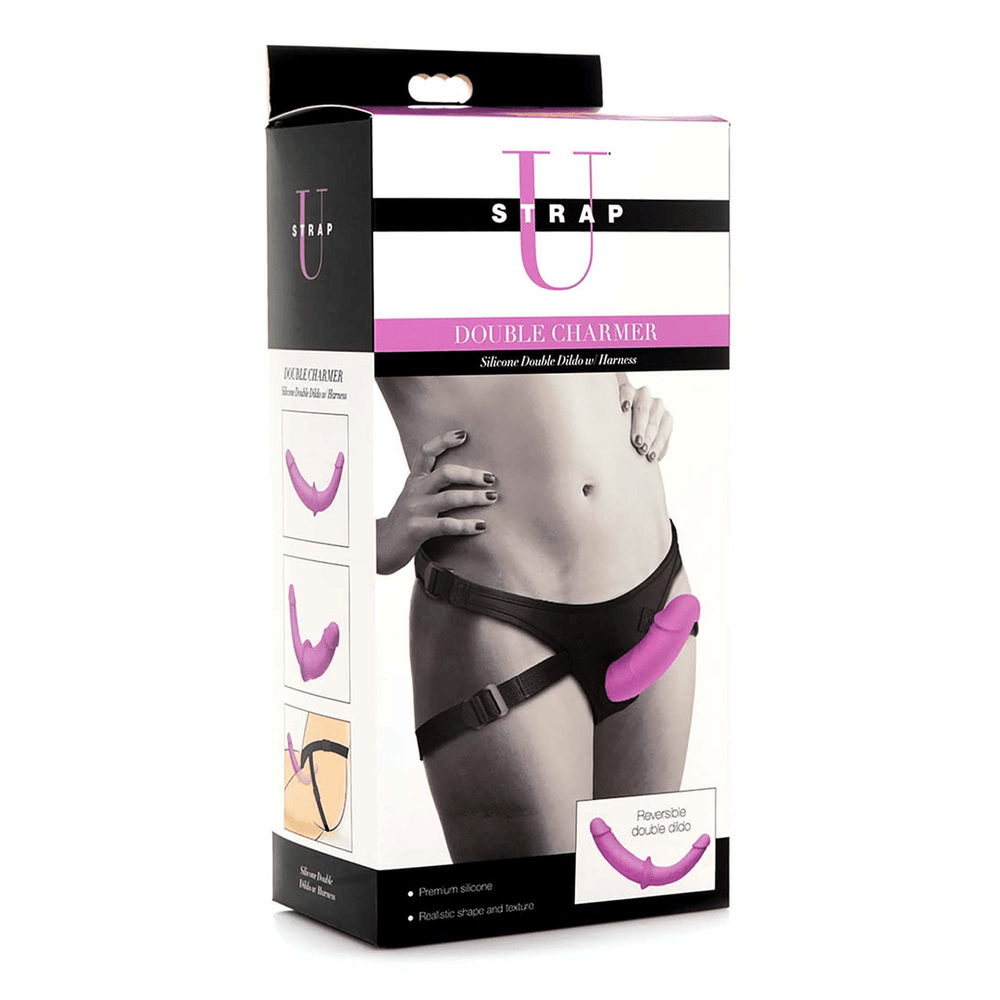 Double Charmer - Silicone Double Dildo with Harness - foto 3