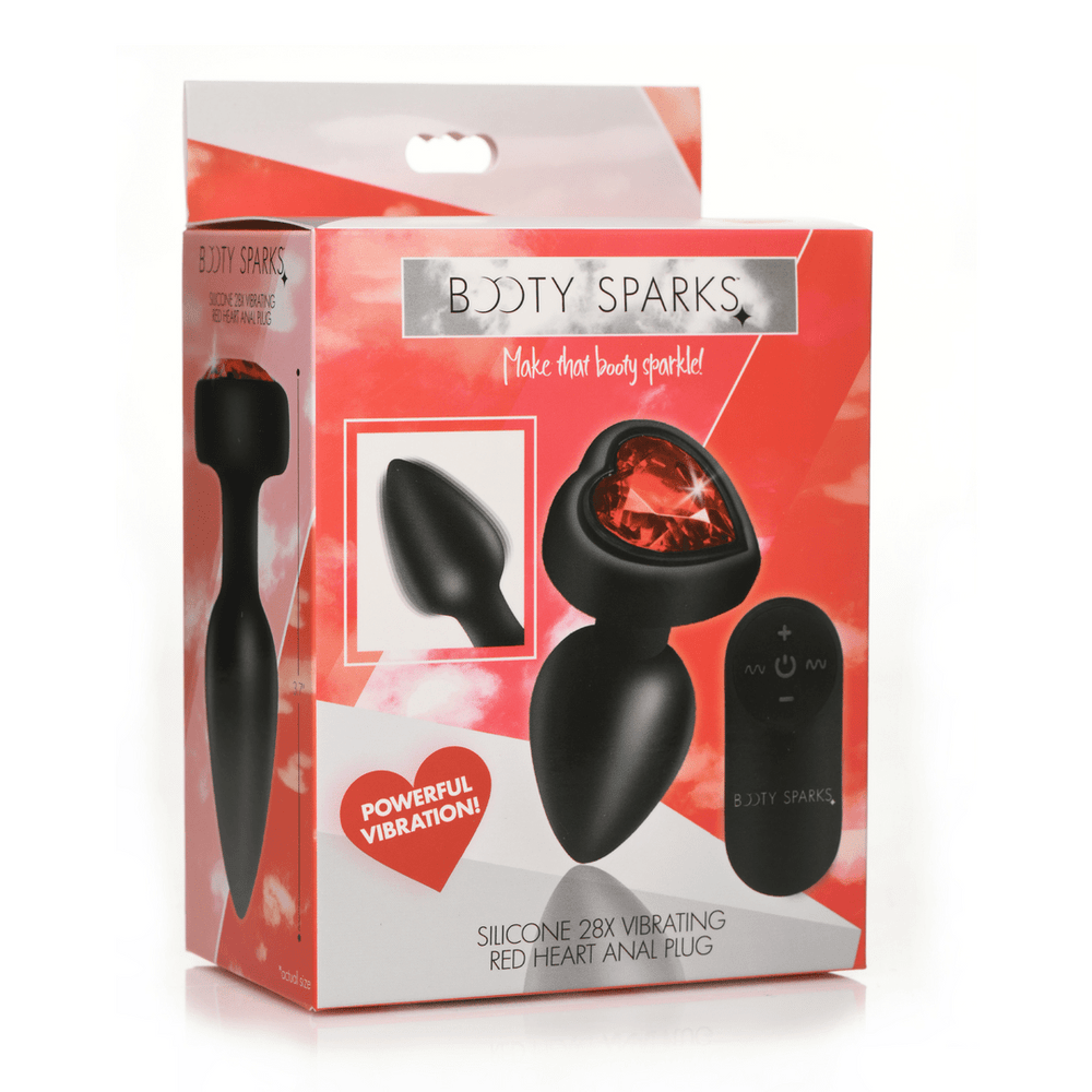 Silicone Vibrating Red Heart - Butt Plug with Remote Control - Small - foto 3