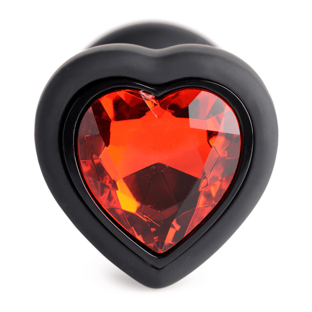Silicone Vibrating Red Heart - Butt Plug with Remote Control - Small - foto 4