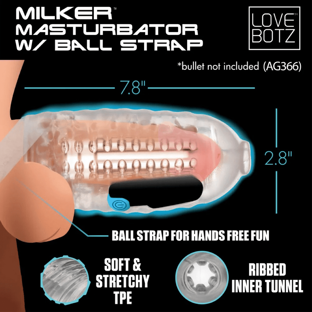 Milker TPE Masturbator met Ball Strap - foto 4