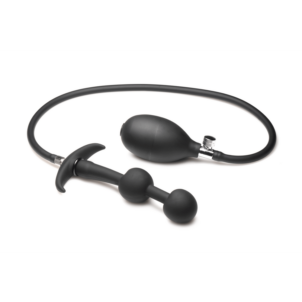 Ass Rattler - Weighted Inflatable Silicone Anal Plug - Black