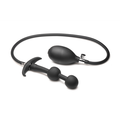 Ass Rattler - Weighted Inflatable Silicone Anal Plug - Black