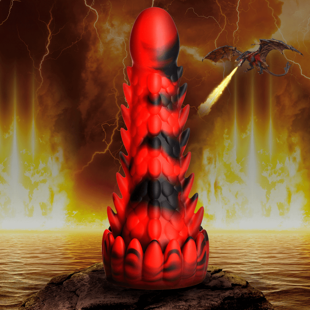 Demon Rising - Scaly Dragon Dildo - Rood/Zwart - zesde productfoto