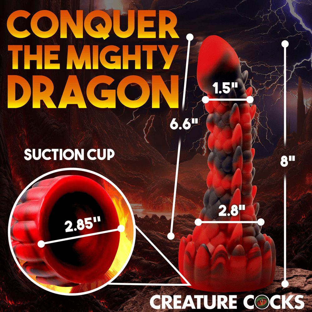 Demon Rising - Scaly Dragon Dildo - Rood/Zwart - achtste productfoto