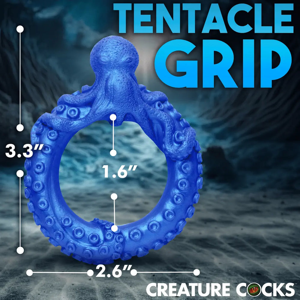Poseidon's Octo-Ring - Siliconen Cock Ring - Blauw - foto 2