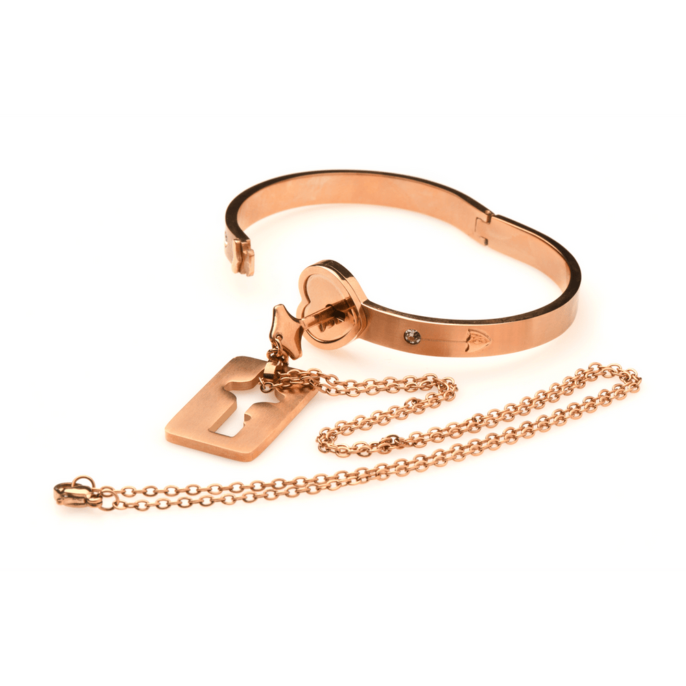 Geboeide Sluitarmband en Sleutelketting - Rosé goud - foto 4
