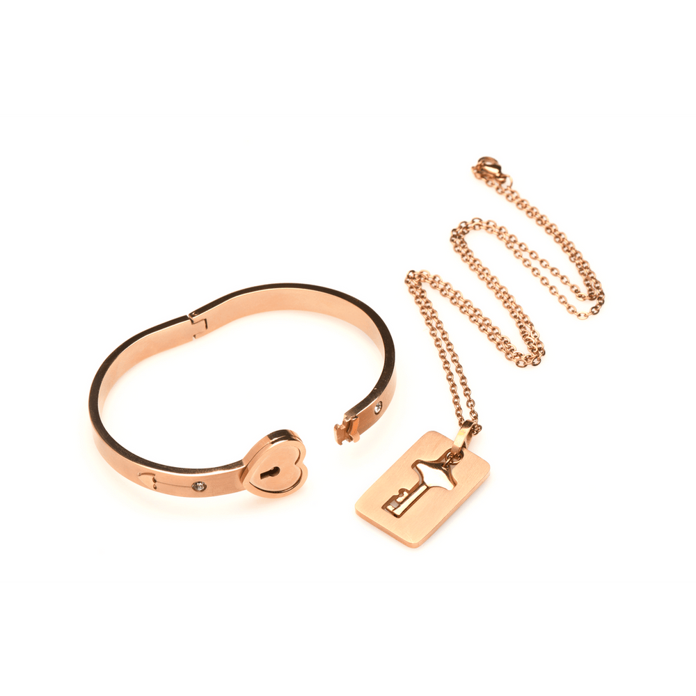 Geboeide Sluitarmband en Sleutelketting - Rosé goud - foto 5