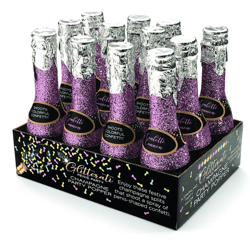 Glitterati Mini Champagnefles Poppers - Display of 12