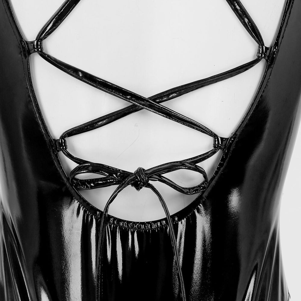 Wetlook Deep-V Bodysuit - Zwart