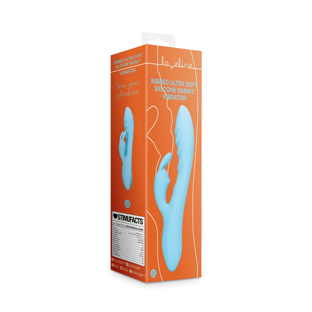 Ribbed Ultra Soft Silicone Rabbit Vibrator - Glacial Blue - foto 3
