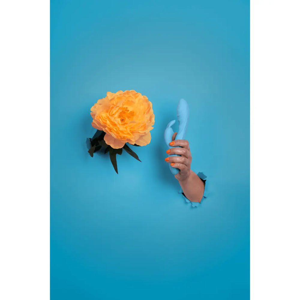 Ribbed Ultra Soft Silicone Rabbit Vibrator - Glacial Blue - foto 8