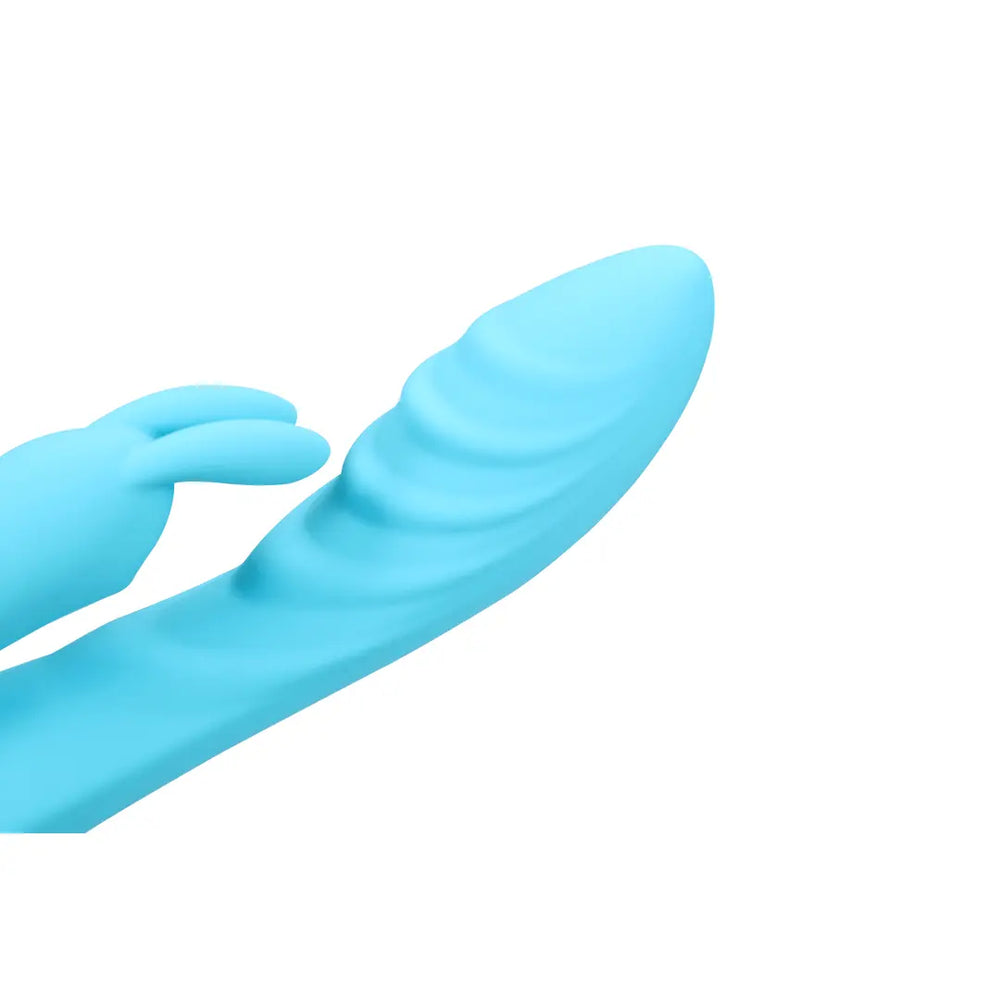 Ribbed Ultra Soft Silicone Rabbit Vibrator - Glacial Blue - foto 9