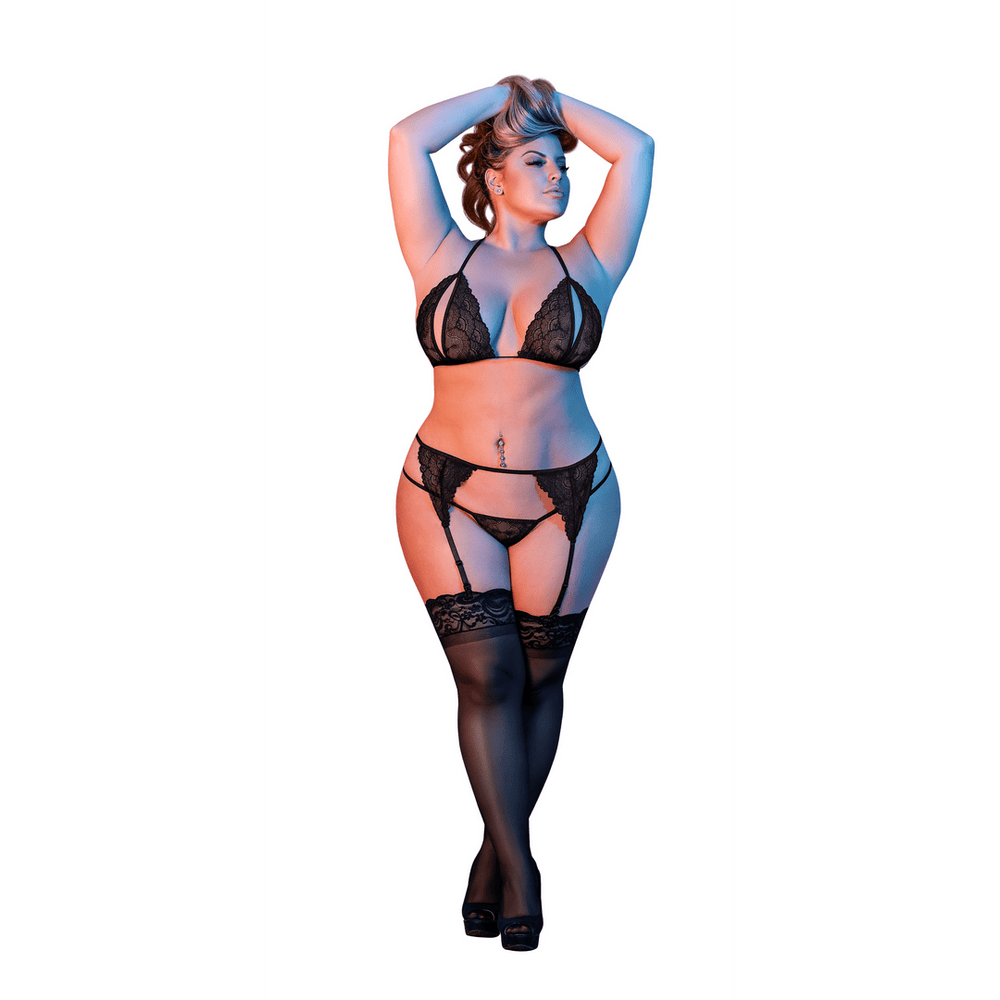 Peek-a-Boo - 3-delige Lingerieset - Zwart - foto 5