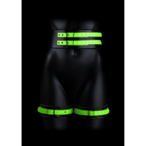 Thigh Cuffs with Belt and Handcuffs - Glow in the Dark - S/M