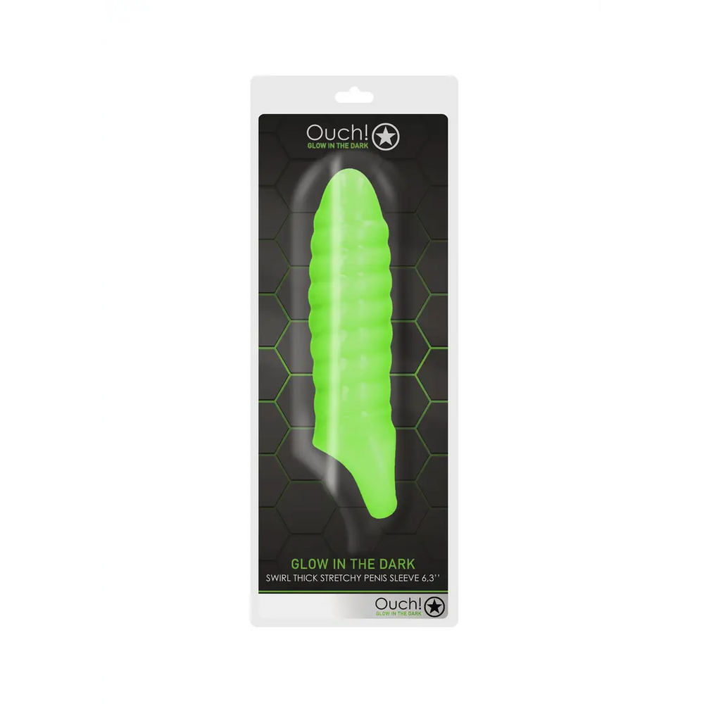 Swirl Thick Stretchy Penis Sheath - Glow in the Dark - foto 3
