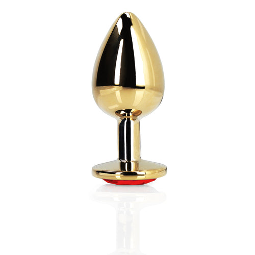 Hartje Gem Buttplug - Medium - Goud/Ruby Rood
