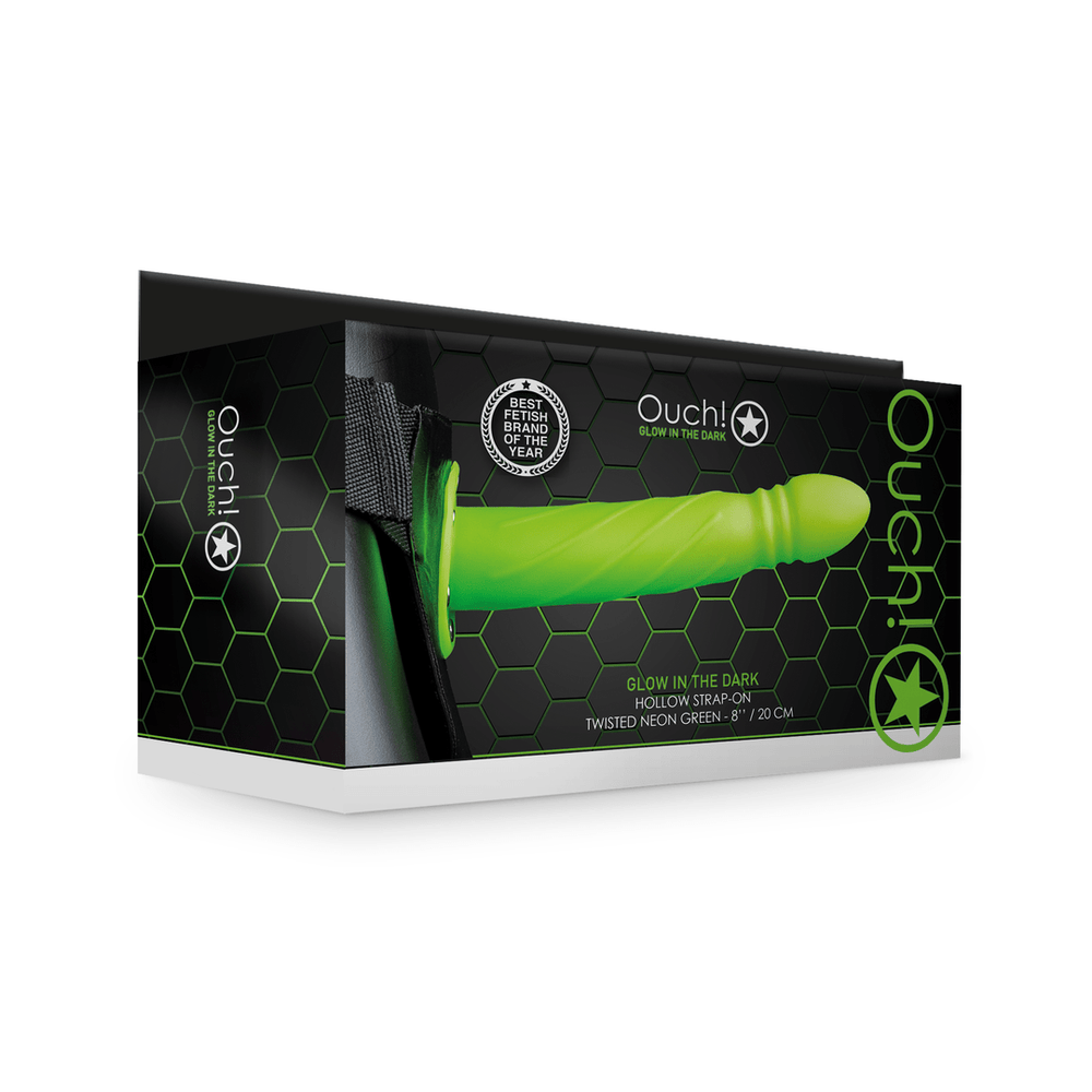 Glow in the Dark - Twisted Hollow Strap-On - 20 cm - foto 8