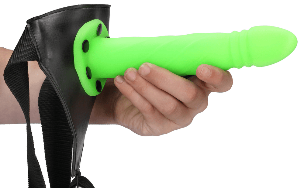 Glow in the Dark - Twisted Hollow Strap-On - 20 cm - foto 3