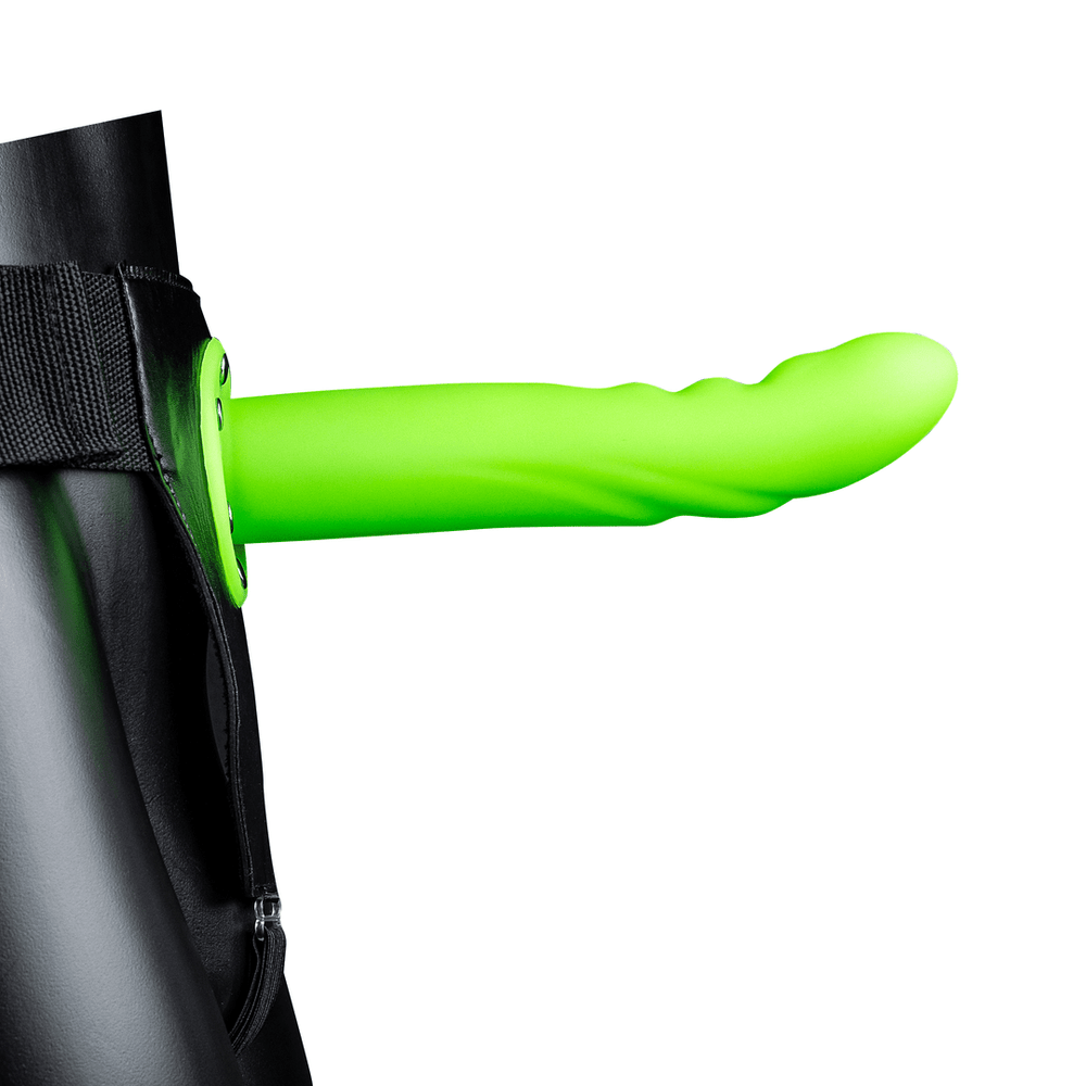 Glow in the Dark Textured Curved Hollow Strap-On - 8 / 20 cm - foto 2