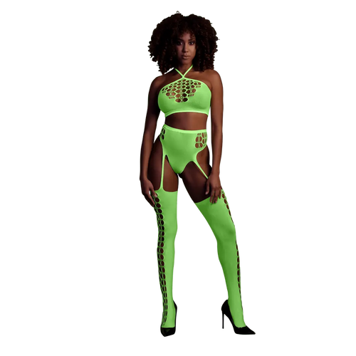 2-delige lingerie with Crop Top and Stockings