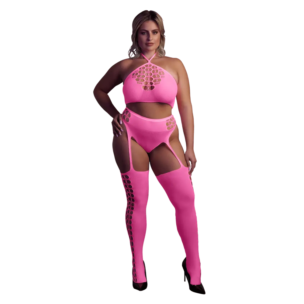 Two Piece with Crop Top and Stockings