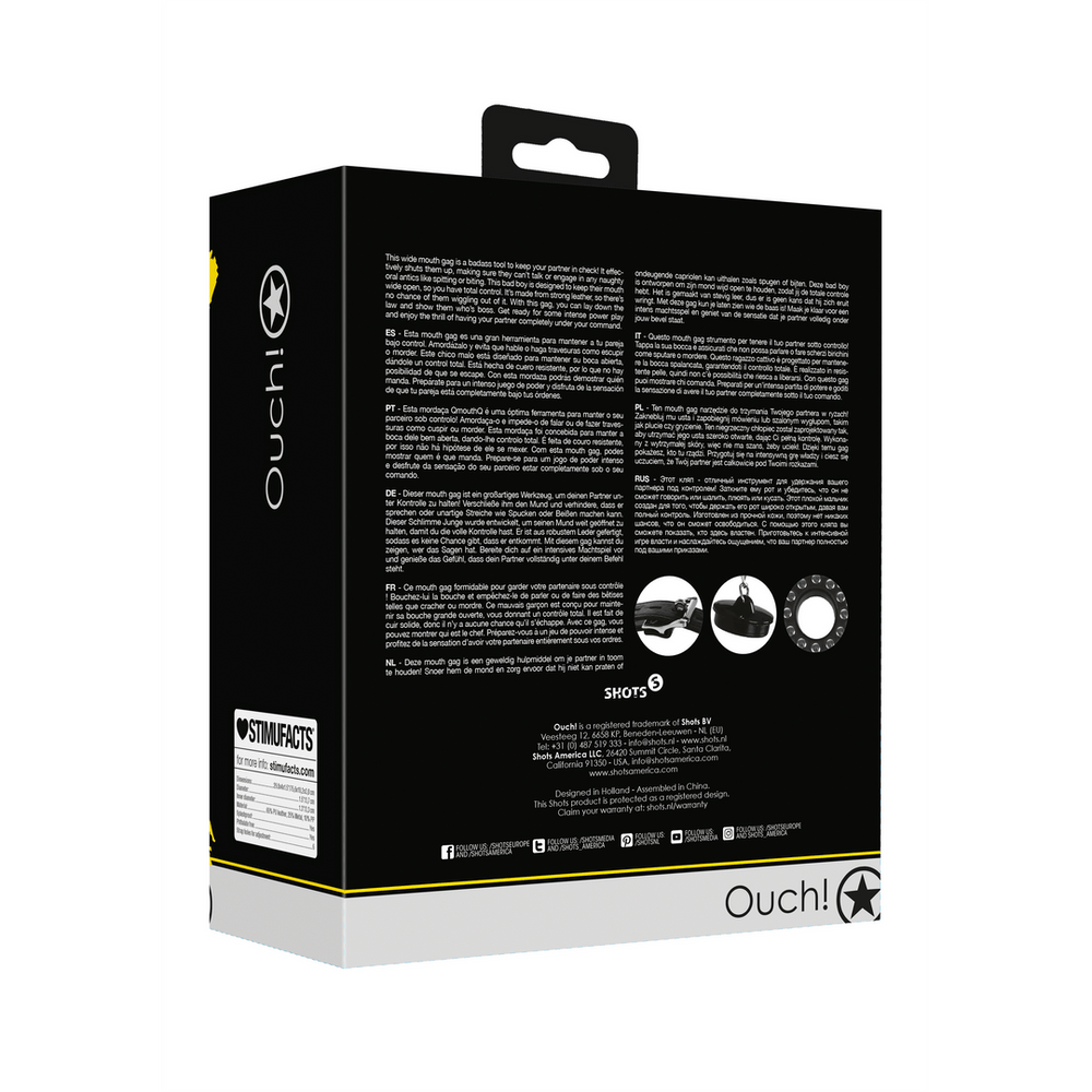 Open Mouth Gag with Plug Stopper - Black - foto 8