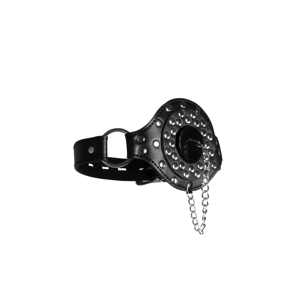 Open Mouth Gag with Plug Stopper - Black - foto 2