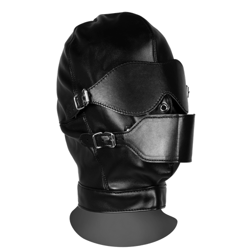 Blindfolded Mask with Breathable Ball Gag - Black