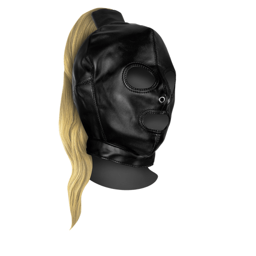 Mask with Blonde Ponytail - Black