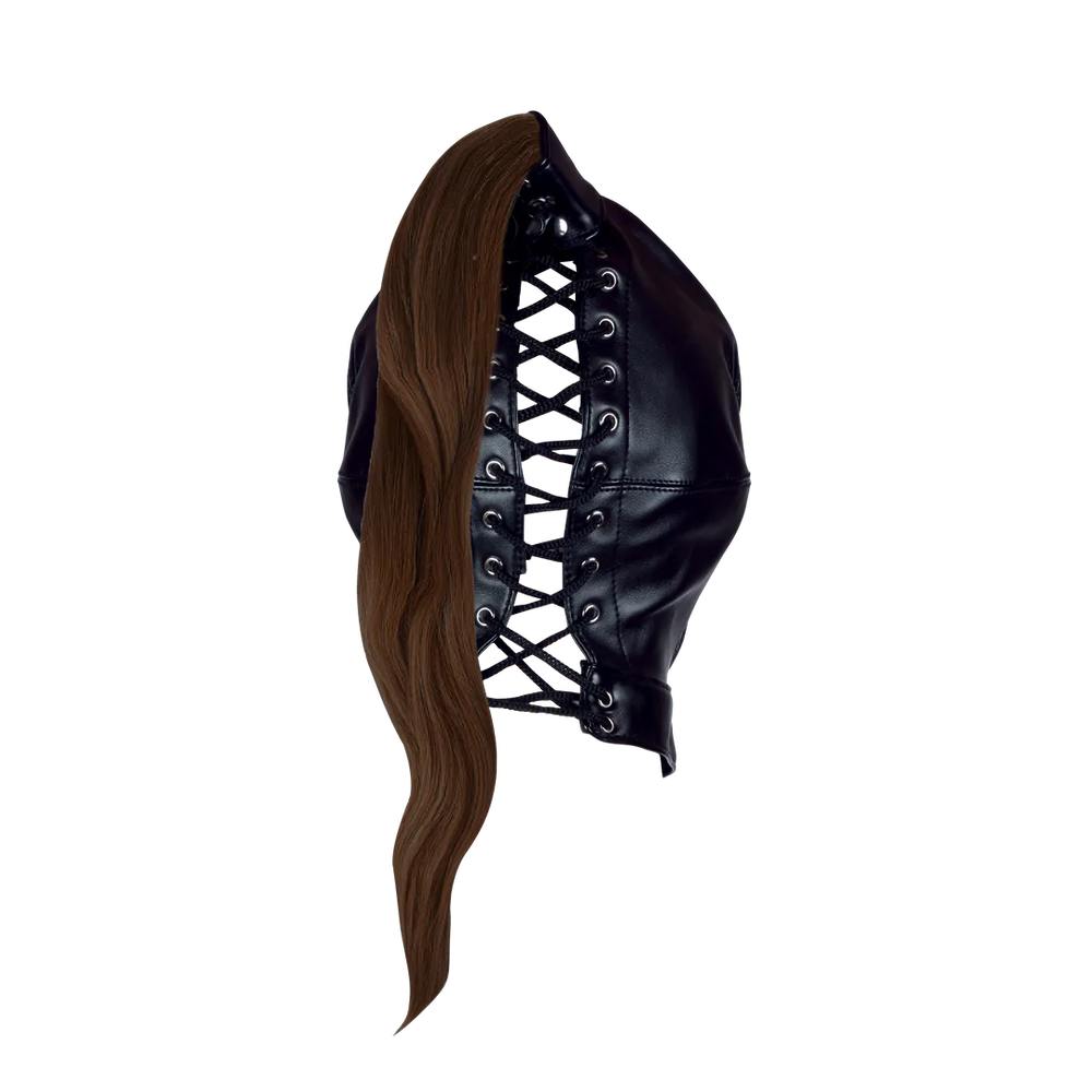 Masker with Bruine Ponytail - Zwart - foto 2