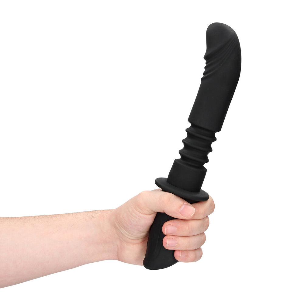 Handheld Vibrerende en Duwende Seksmachine - Zwart