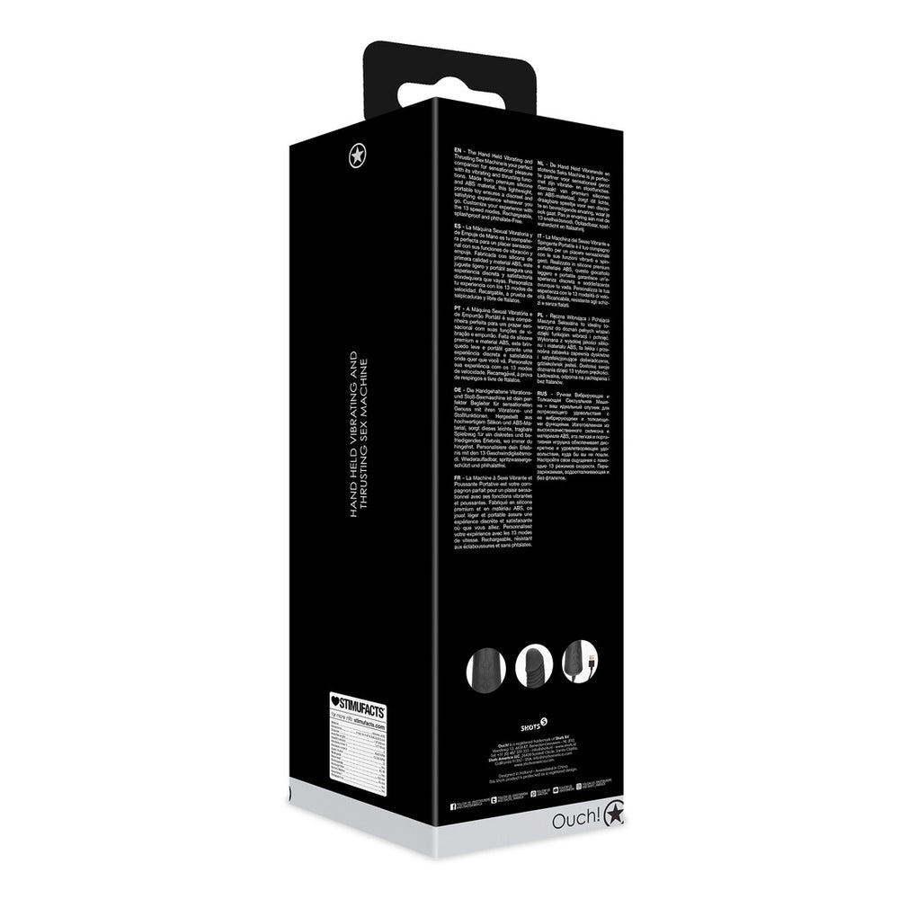 Handheld Vibrerende en Duwende Seksmachine - Zwart
