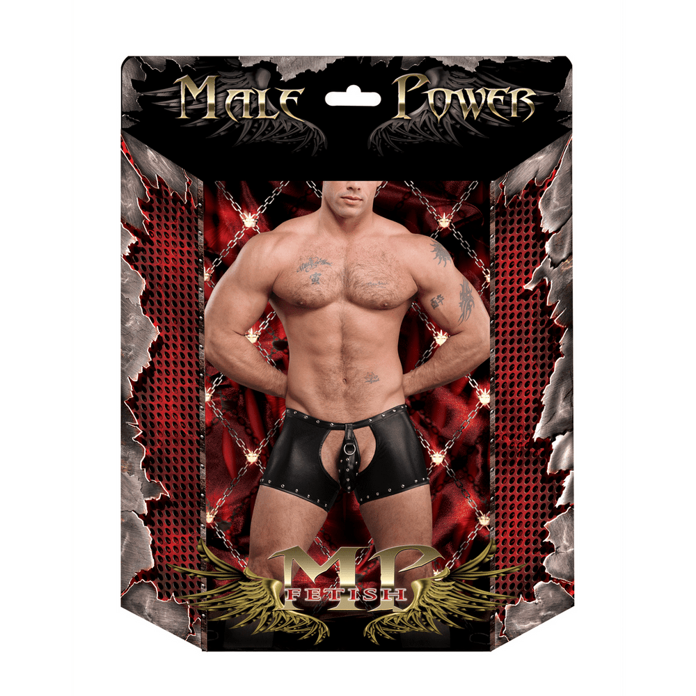 Poseidon - Shorts with Open Crotch and Back with Detachable Thong - L/XL - Black - foto 3