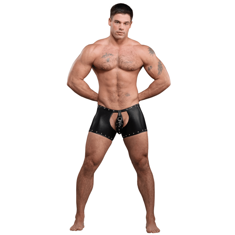 Poseidon - Shorts with Open Crotch and Back with Detachable Thong - L/XL - Black - foto 5