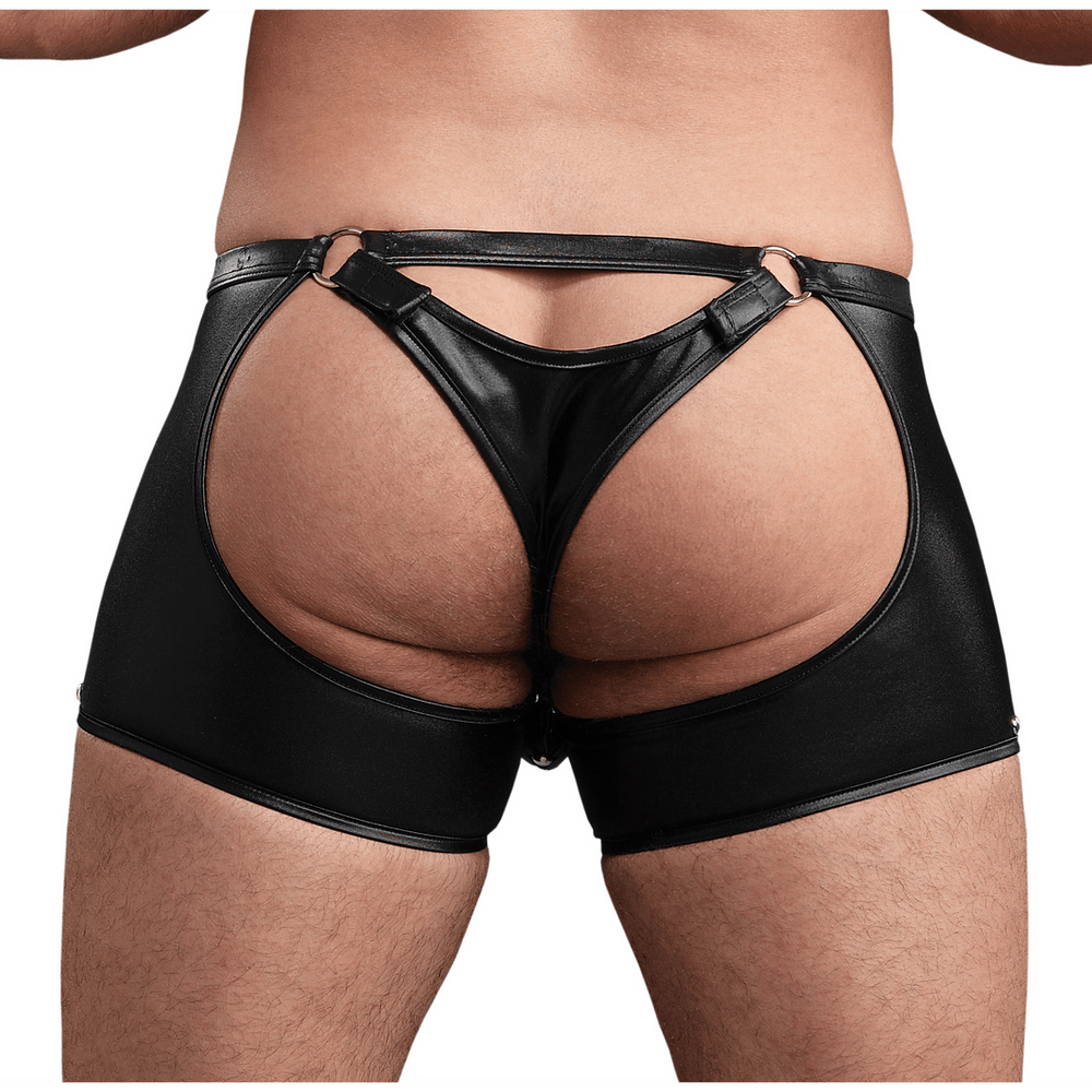 Poseidon - Shorts with Open Crotch and Back with Detachable Thong - L/XL - Black - foto 6